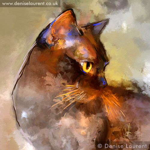 Denise Laurent is an animal portrait artist, specializing in feline portraiture.